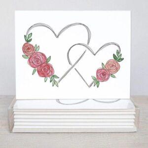 Floral Hearts Cards - Set Of 10