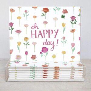 Floral "Oh Happy Day!" Celebration Cards - Set Of 10