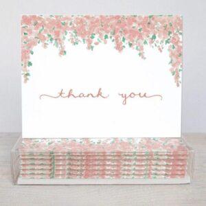 Pink Floral Thank You Cards - Set Of 10