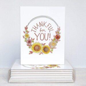 Thankful For You Thanksgiving Card Set Of 10