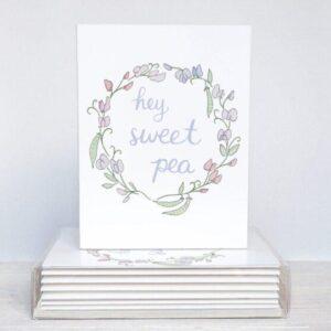 Hey Sweet Pea New Baby Cards - Set Of 10