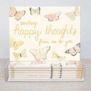Sending Happy Thoughts Butterfly Greeting Cards - Set Of 10