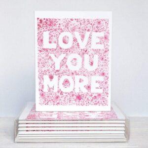 Love You More Pink Floral Cards - Set Of 10