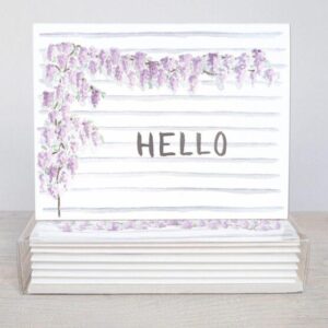 Watercolor Wisteria Hello Greeting Cards - Set Of 10