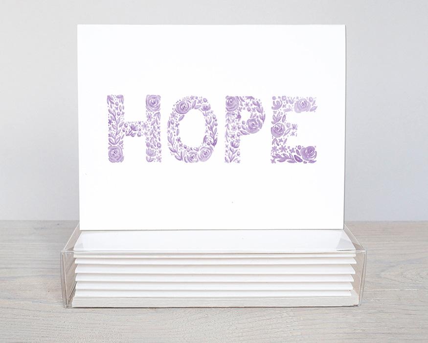 Hope Floral Watercolor Greeting Card - Set Of 10
