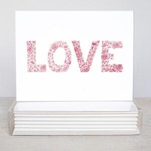 Love Floral Watercolor Cards - Set Of 10