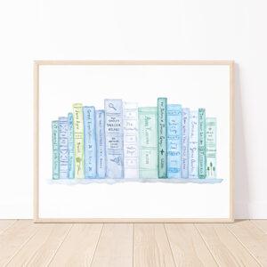 Classic Books In Blue Watercolor Art Print