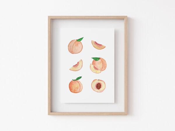 Watercolor Peaches Kitchen Fruits Art Print - Image 4