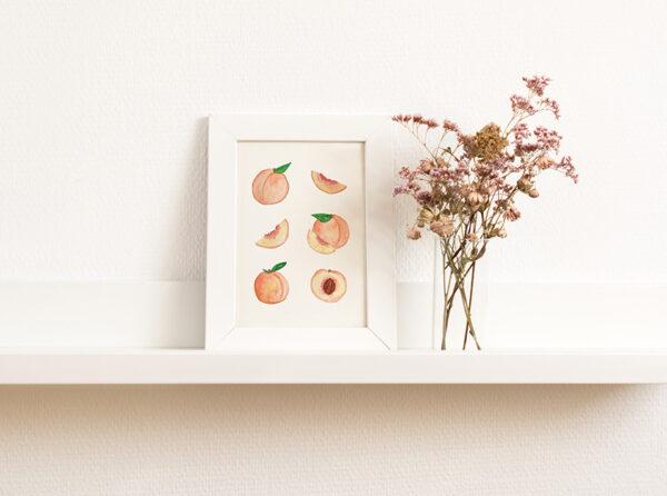 Watercolor Peaches Kitchen Fruits Art Print - Image 5