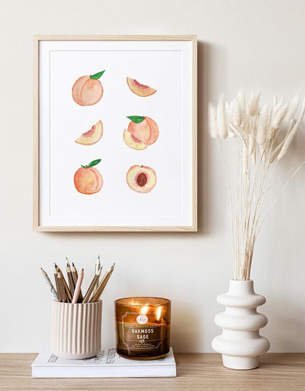 Watercolor Peaches Kitchen Fruits Art Print - Image 2