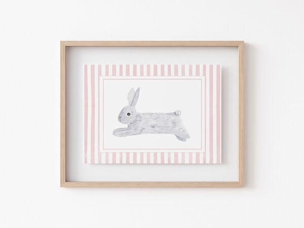 Pink Striped Watercolor Bunnies 5x7 Art Prints - Image 2