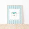 Striped Teacup Art Print In Dark Teal
