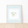 Striped Teacup Art Print In Light Teal