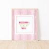 Striped Teacup Art Print In Magenta