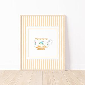Striped Teacup Art Print In Peach