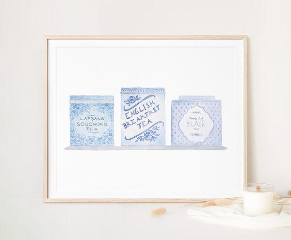 Tea Tins Art Print In Blue - Image 3