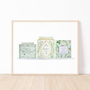 Tea Tins Art Print In Green