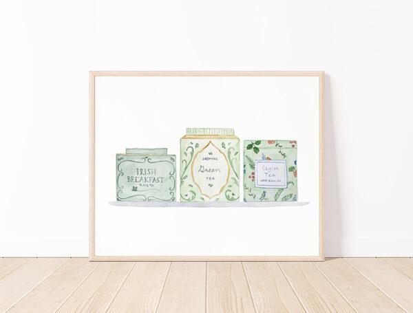 Tea Tins Art Print In Green