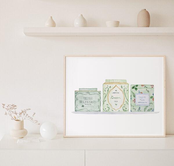 Tea Tins Art Print In Green - Image 3