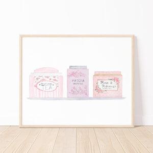 Tea Tins Art Print In Pink