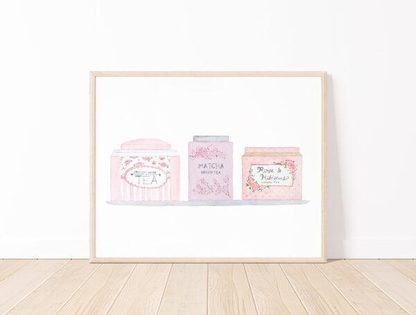 Tea Tins Art Print In Pink