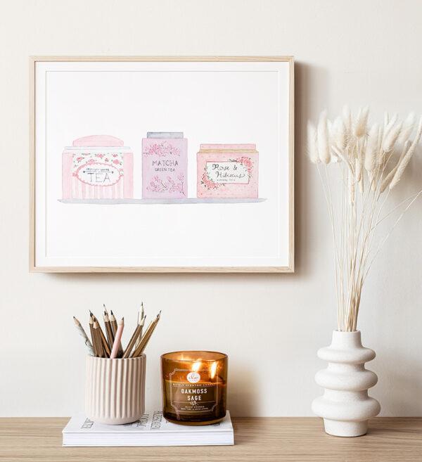 Tea Tins Art Print In Pink - Image 2