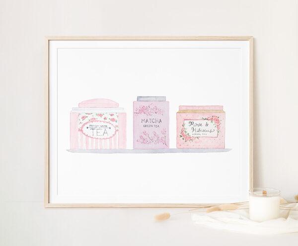 Tea Tins Art Print In Pink - Image 3