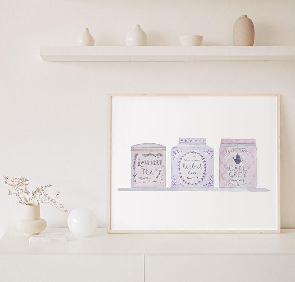 Tea Tins Art Print In Purple - Image 3