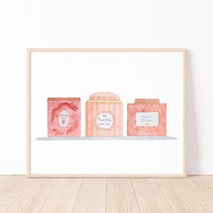 Tea Tins Art Print In Red