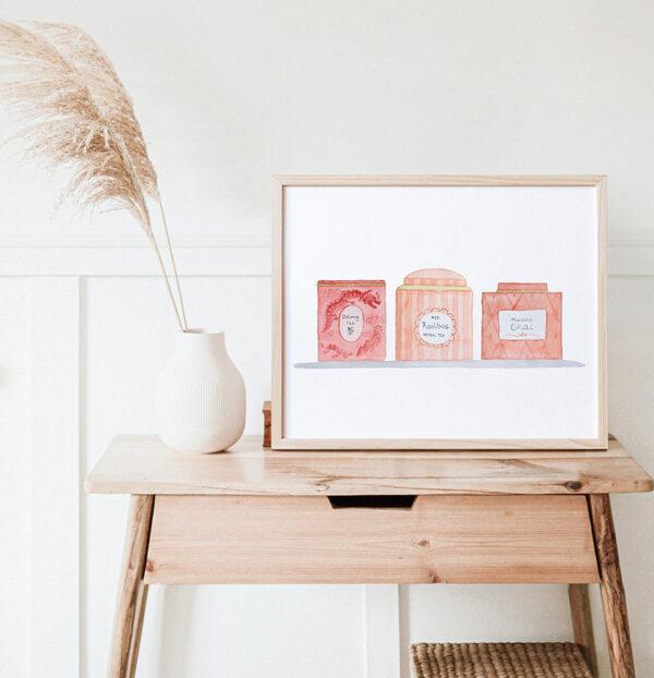 Tea Tins Art Print In Red - Image 2