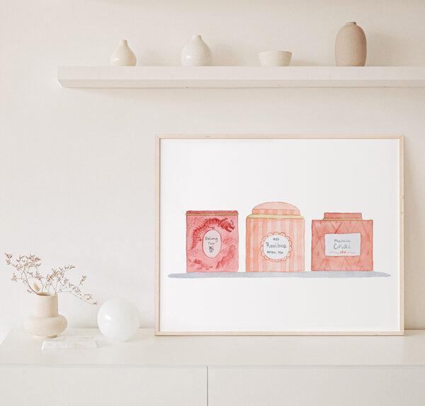 Tea Tins Art Print In Red - Image 3