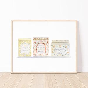 Tea Tins Art Print In Yellow
