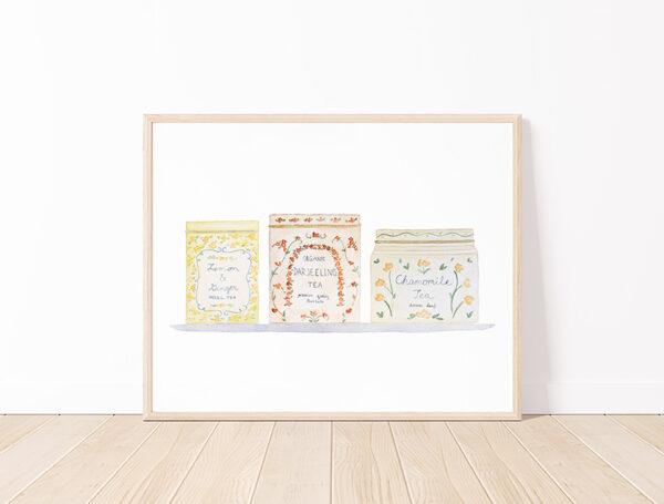 Tea Tins Art Print In Yellow