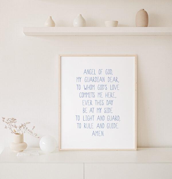 Guardian Angel Prayer Watercolor Art Print - Image 2