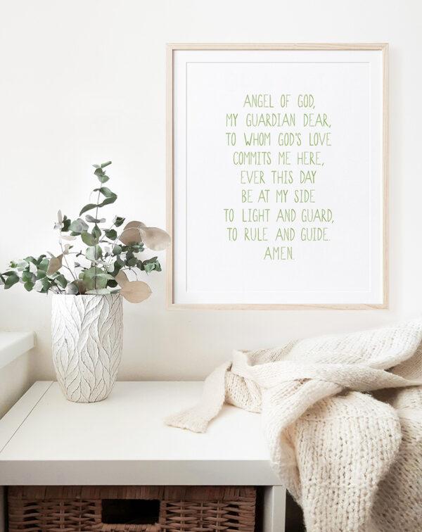 Guardian Angel Prayer Watercolor Art Print - Image 3
