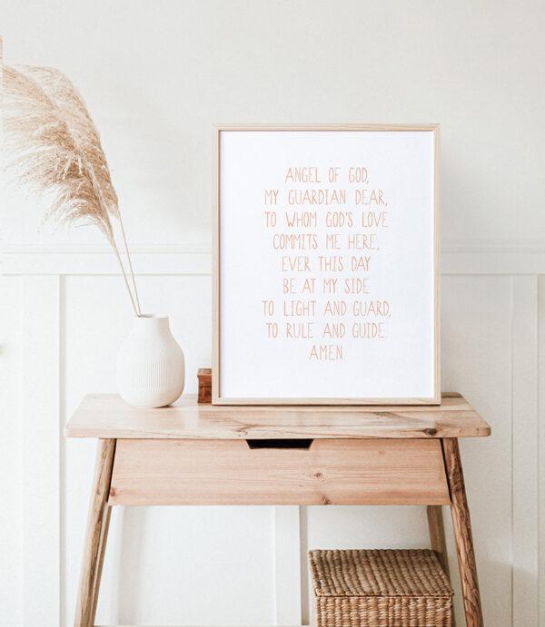 Guardian Angel Prayer Watercolor Art Print - Image 4