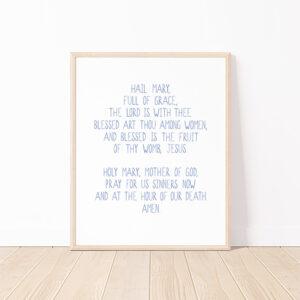 Hail Mary Prayer Watercolor Art Print