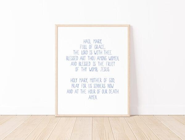 Hail Mary Prayer Watercolor Art Print