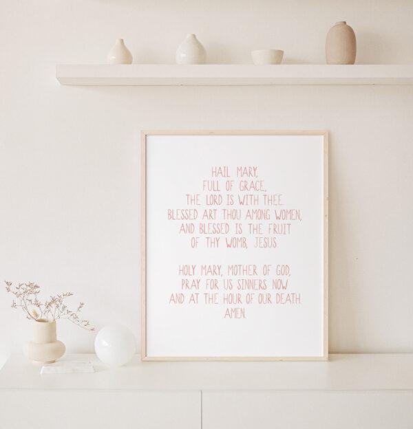 Hail Mary Prayer Watercolor Art Print - Image 4