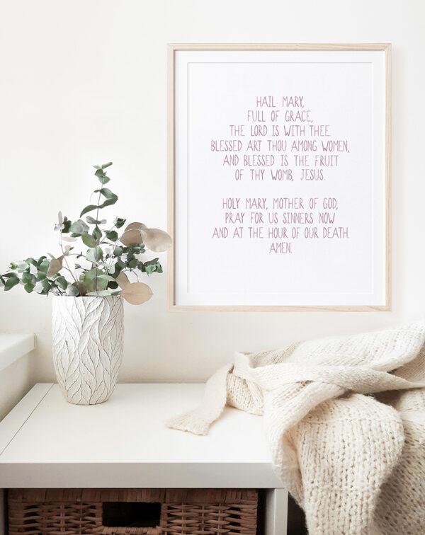 Hail Mary Prayer Watercolor Art Print - Image 5