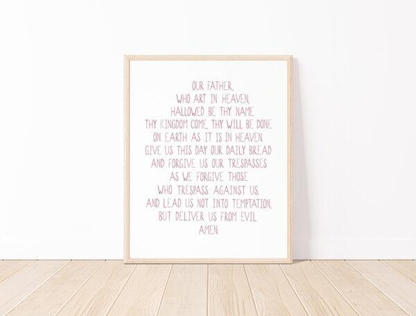 Our Father Prayer Watercolor Art Print