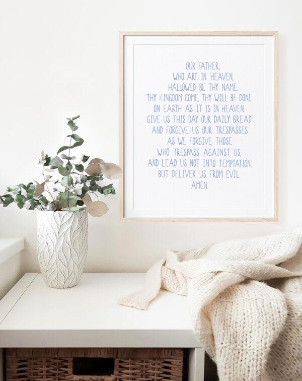 Our Father Prayer Watercolor Art Print - Image 2