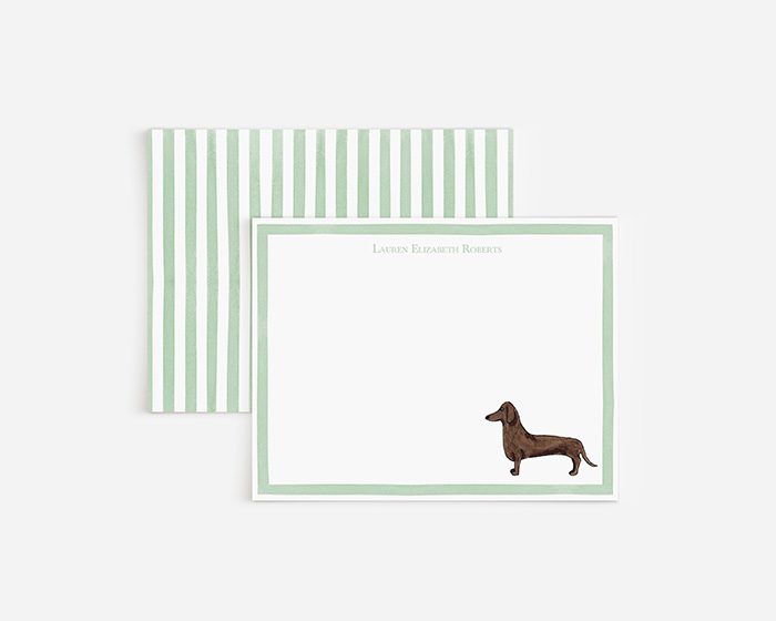 Personalized Dog Stationery With Watercolor Stripes