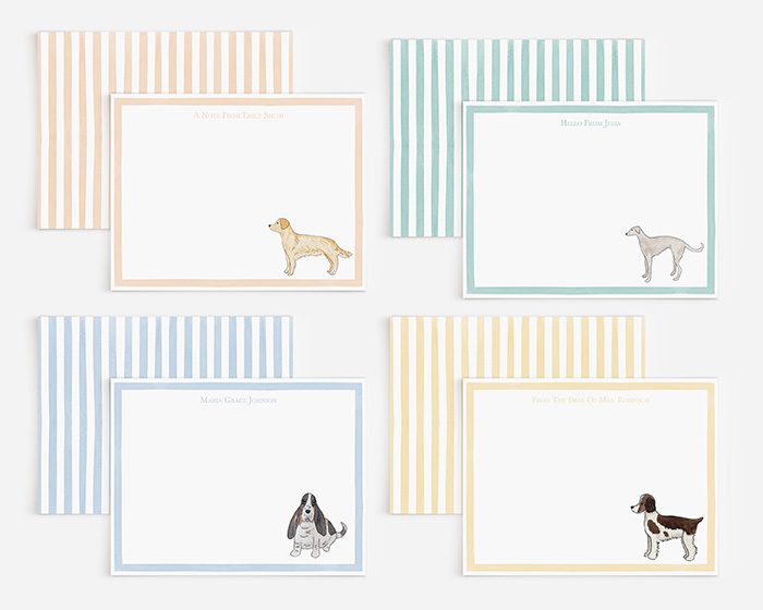 Personalized Dog Stationery With Watercolor Stripes - Image 3