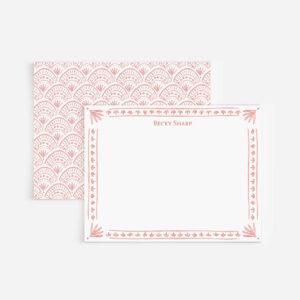 Personalized Stationery With Watercolor Scallop Pattern And Border