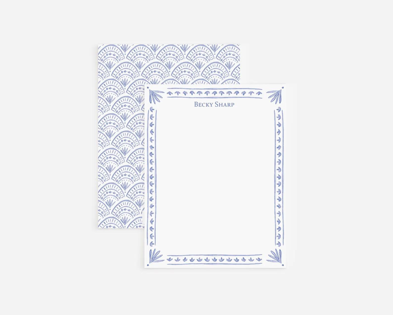 Personalized Stationery With Watercolor Scallop Pattern And Border - Image 3