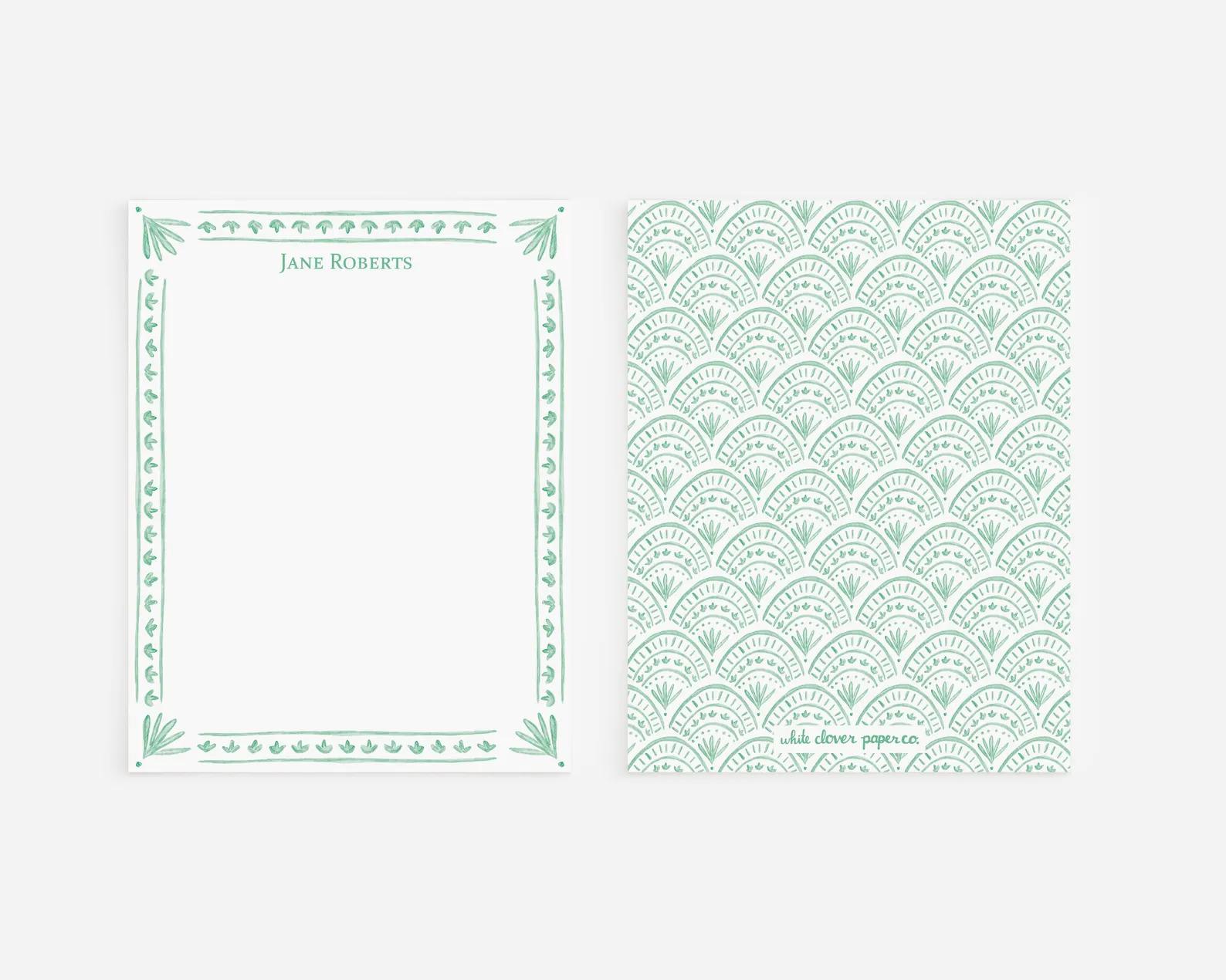 Personalized Stationery With Watercolor Scallop Pattern And Border - Image 4
