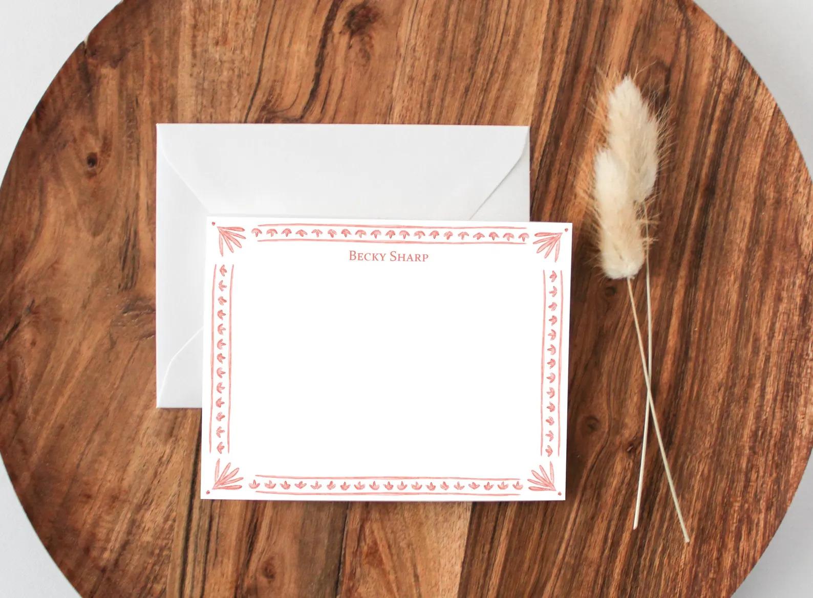 Personalized Stationery With Watercolor Scallop Pattern And Border - Image 5