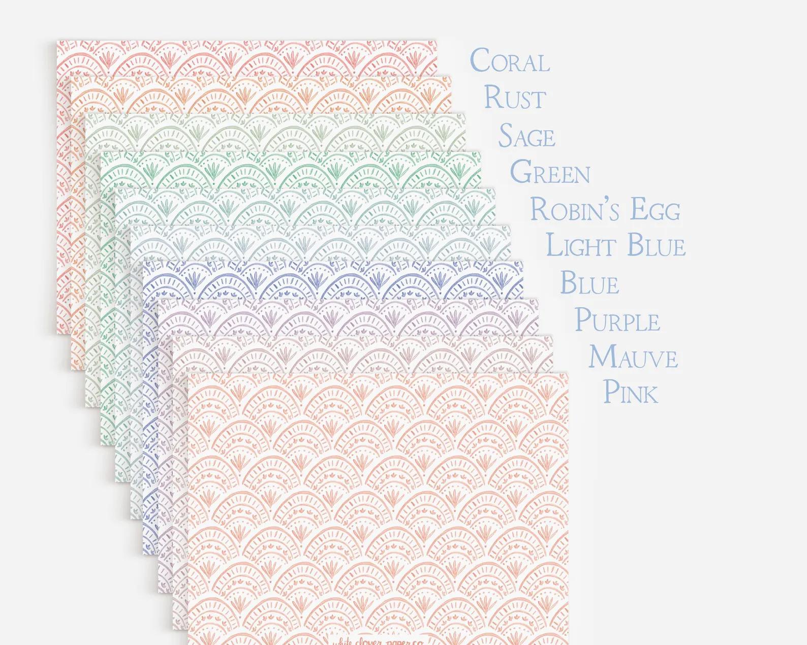 Personalized Stationery With Watercolor Scallop Pattern And Border - Image 6