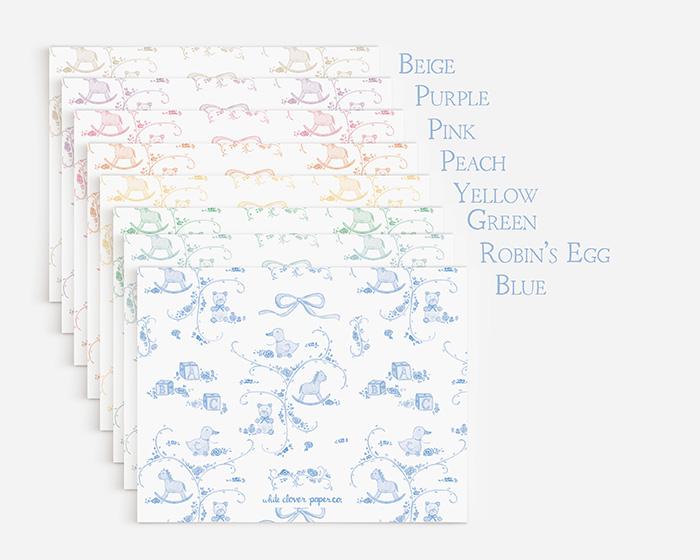 Baby Toile Personalized Watercolor Nursery Stationery - Image 5